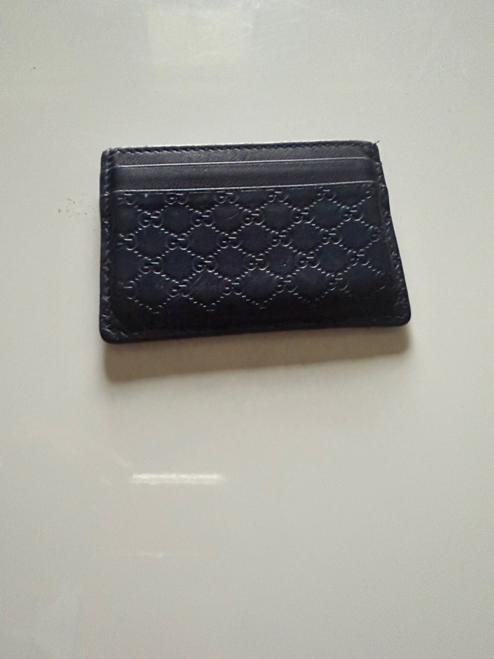 Gucci Black Embossed GG Leather Card Holder